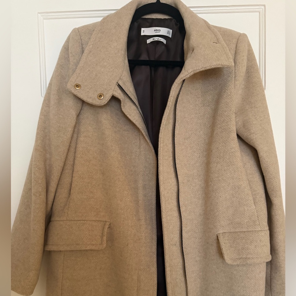 Mango Tan Wool Blend Coat View 2